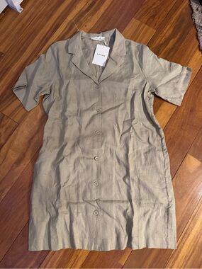 Everlane Beige Linen Button-Front dress